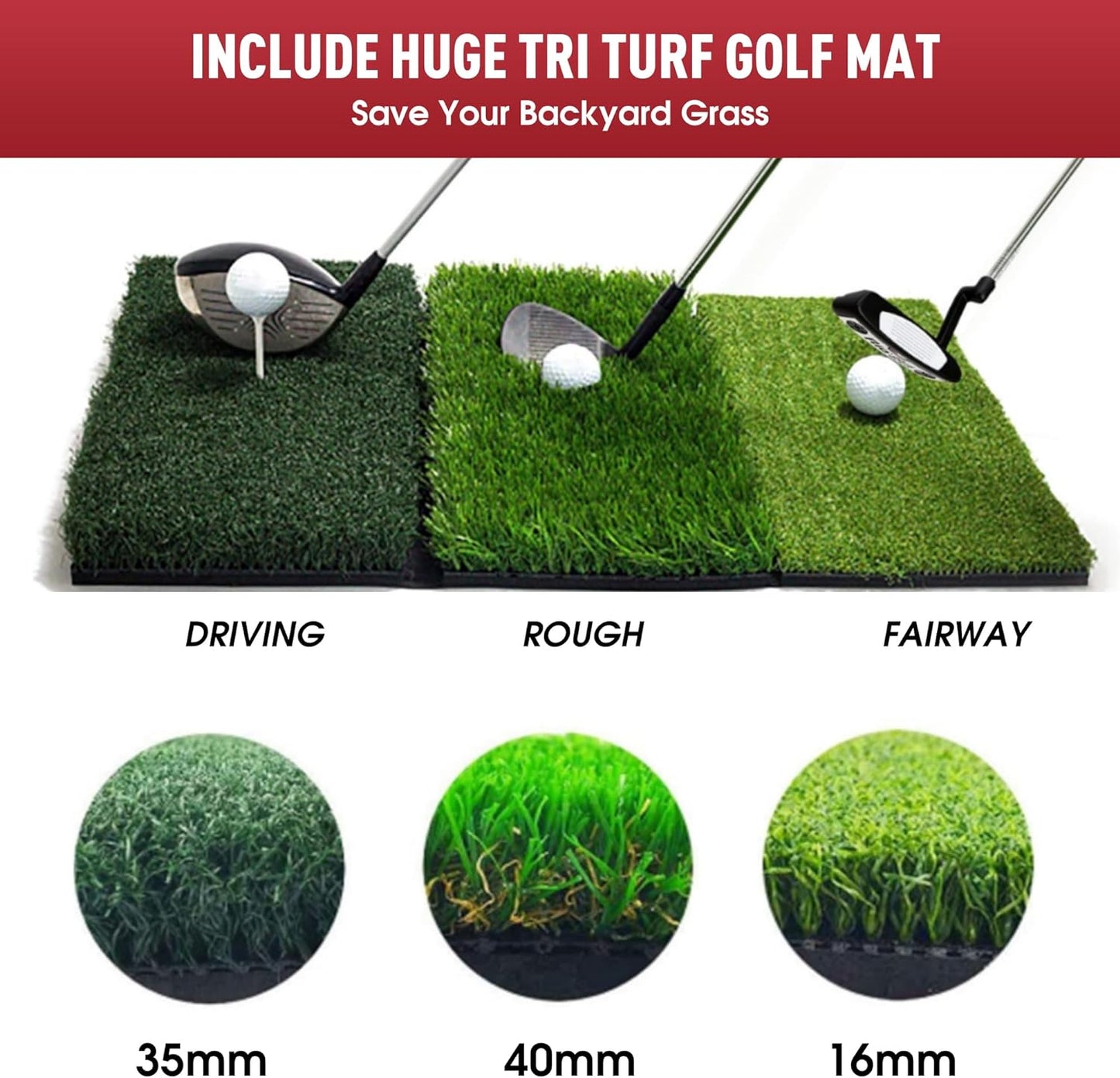 Golf Hitting Net Heavy Duty Golf Practice Net for Backyard Driving Golf Net with High Impact Chipping Hitting Target Golf Driving Practice Net Include Carry Bag Golf Balls for Indoor Outdoor