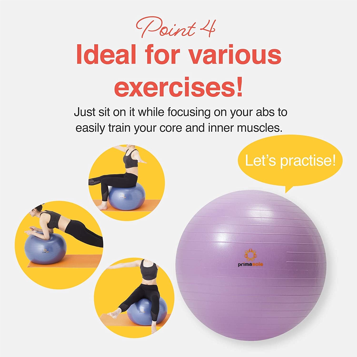 Exercise Ball for Balance Stability Fitness Workout Yoga Pilates at Home Office & Gym Birthing Ball for Pregnancy, Office Ball Chair