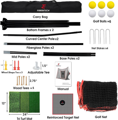 Golf Hitting Net Heavy Duty Golf Practice Net for Backyard Driving Golf Net with High Impact Chipping Hitting Target Golf Driving Practice Net Include Carry Bag Golf Balls for Indoor Outdoor