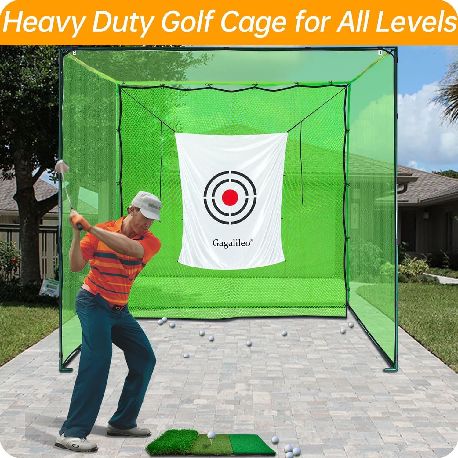 Golf Practice Hitting Nets for Backyard Driving Indoor Use Heavy Duty Practice Golf Driving Nets for Backyard Premium Portable Golf Impact Nets Cages with Frame